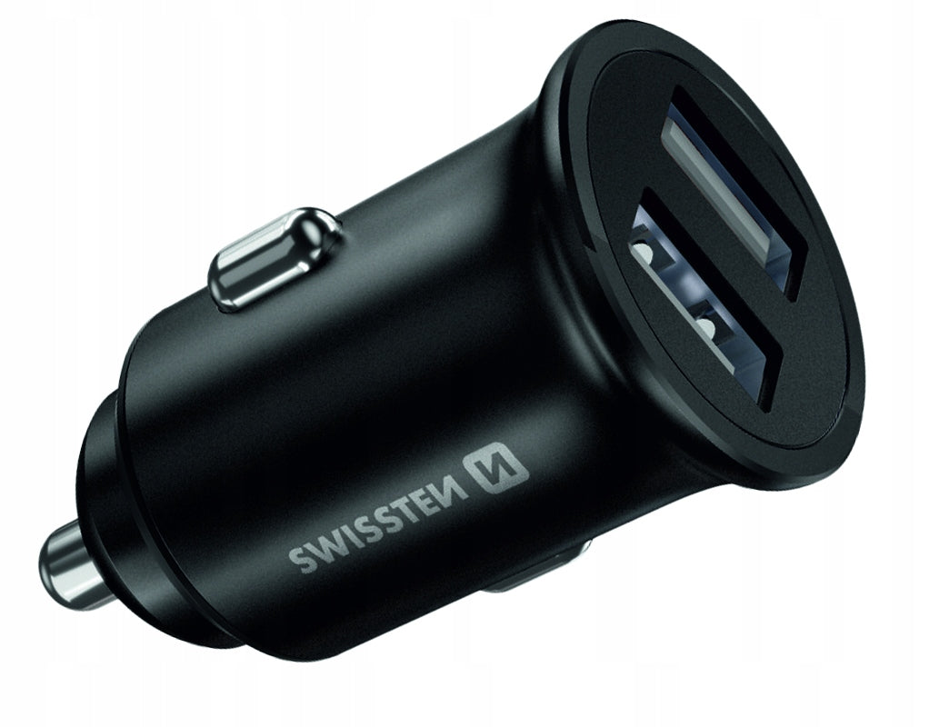 SWISSTEN CAR CHARGER for cigarette lighter 2x USB 2,4A BLACK Packaging status original