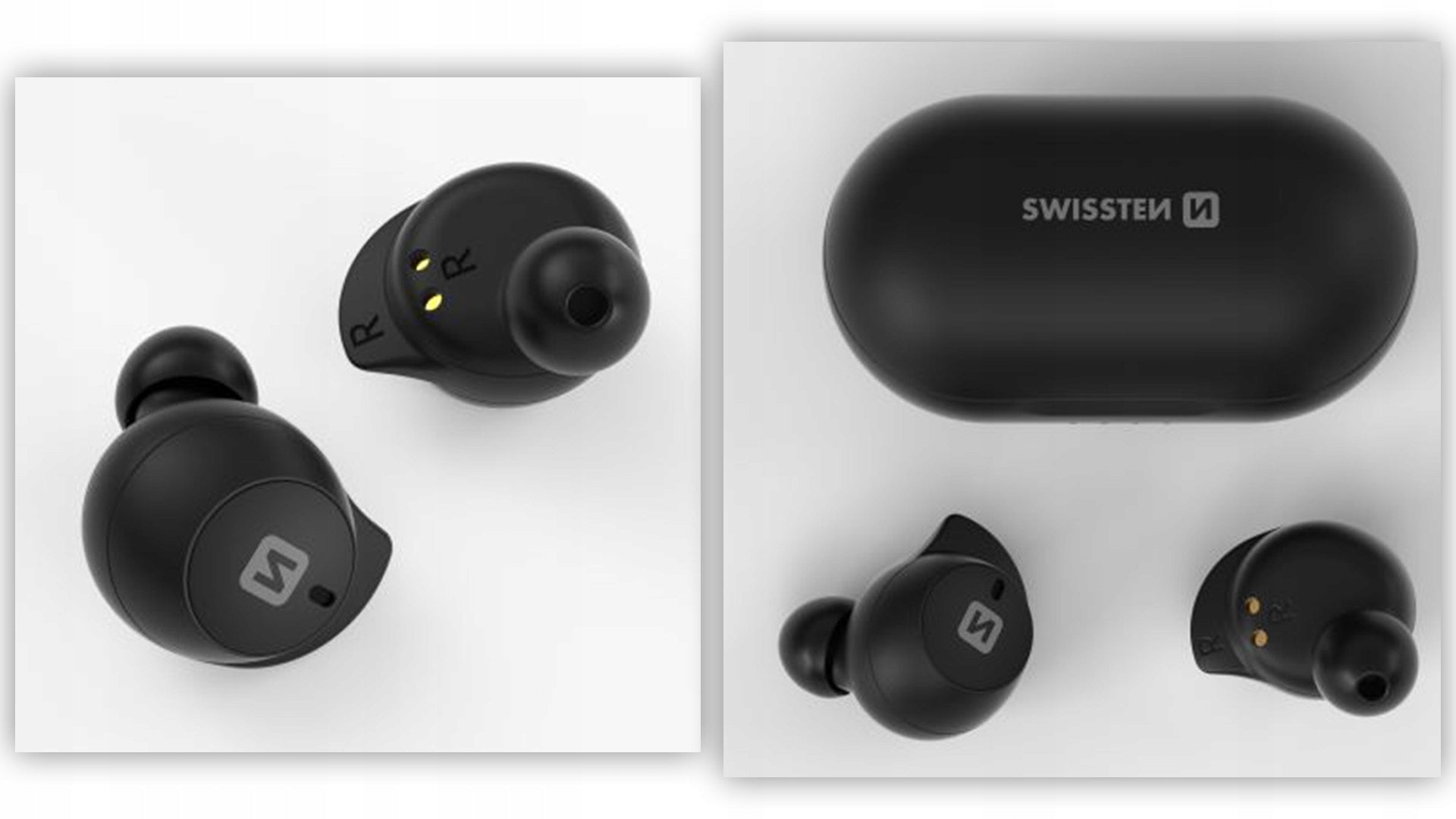 SWISSTEN WIRELESS HEADPHONES for smartphone STONEBUDS IN-EAR TWS BLACK Batteries included no
