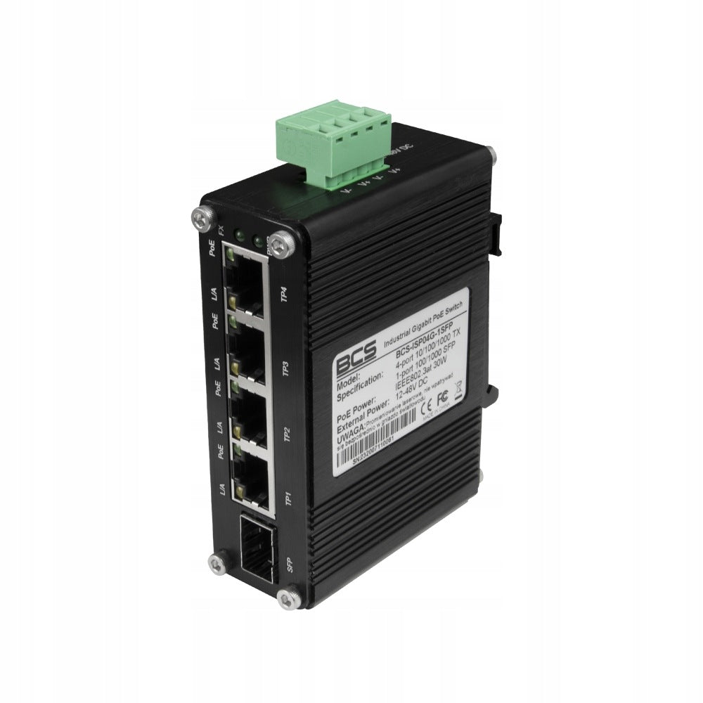 SWITCH 4 PORT BCS-ISP04G-1SFP UNIVERSAL FOR DIN RAILS BCS