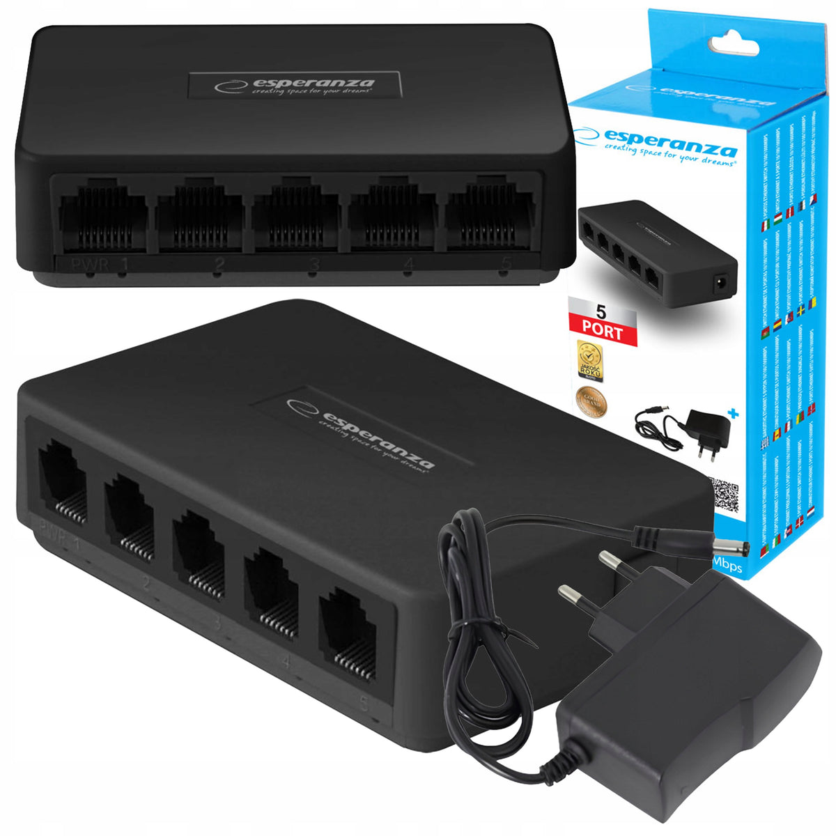 SWITCH 5-PORT LAN RJ45 GIGABIT DISTRIBUTOR SWITCH 10/100 Mbps
