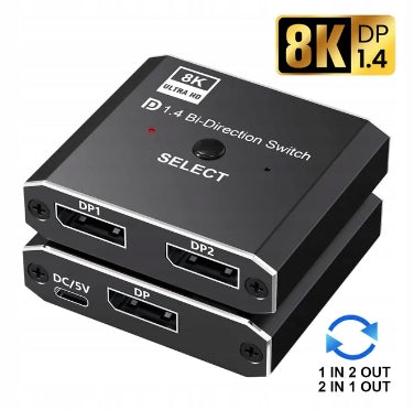 SWITCH DISPLAYPORT 2x1 SPLITTER 1x2 SPLITTER 8K