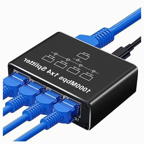 SWITCH ETHERNET 4 PORT 1000 MBPS LAN SPLITTER RJ45 USB metal