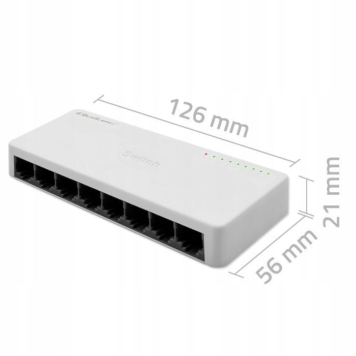 SWITCH Network Switch 8 x RJ45 Port | 100Mbps | Fast Ethernet | LAN Manufacturer Qoltec