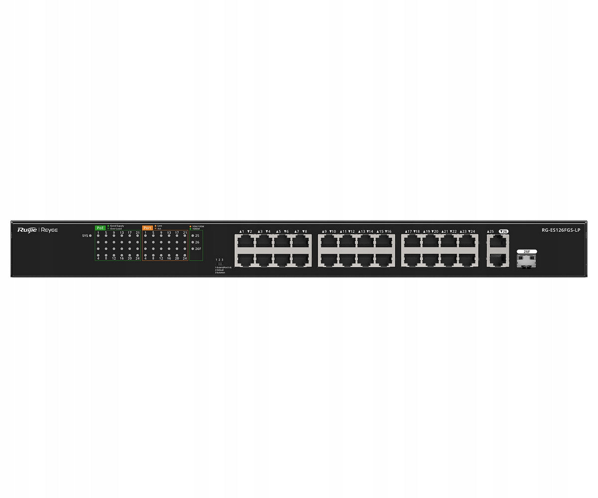 SWITCH POE RG-ES126FGS-LP 24-PORT + 2X UPLINK + 1X SFP REYEE Packaging status original