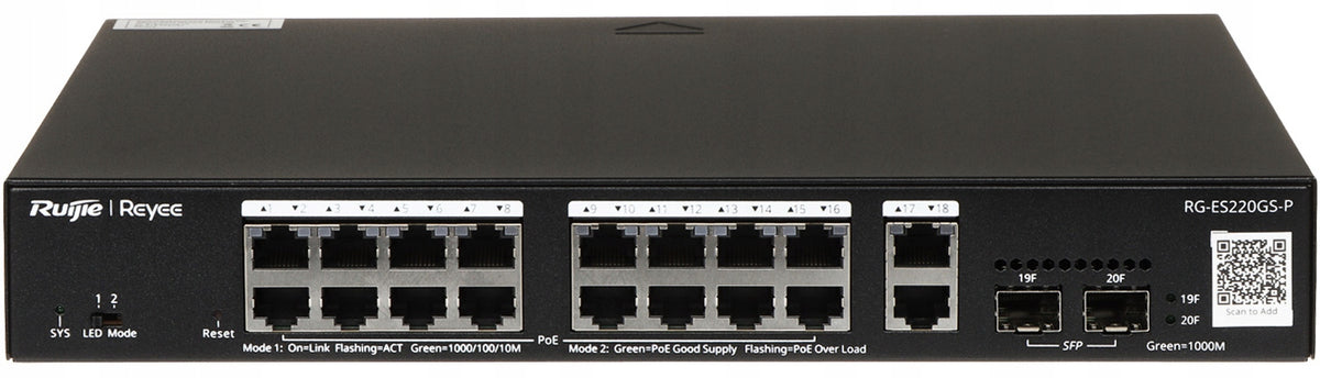 SWITCH POE RG-ES220GS-P 18-PORT SFP REYEE Packaging status original