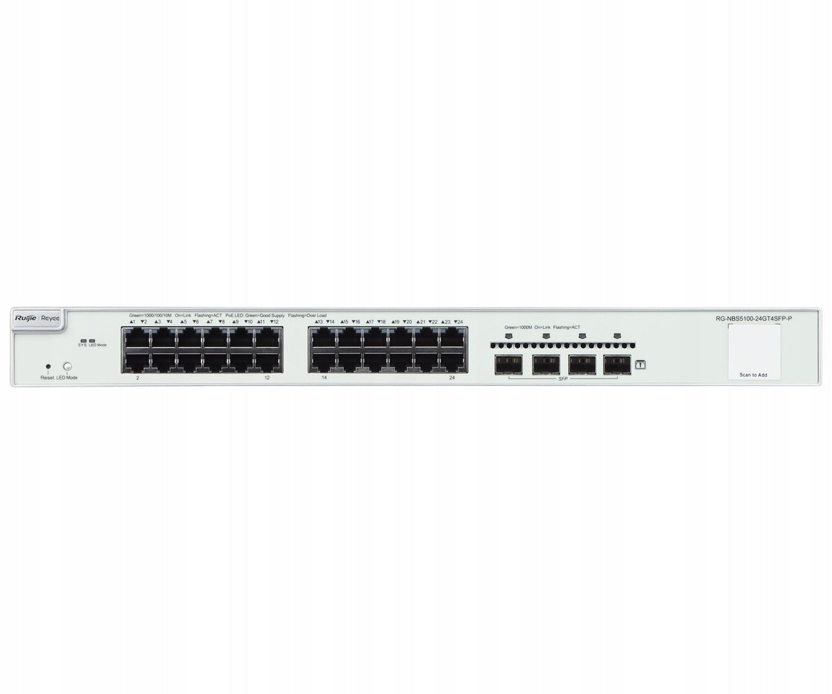 SWITCH POE RG-NBS5100-24GT4SFP-P 24-PORT SFP REYEE Manufacturer code RG-NBS5100-24GT4SFP-P