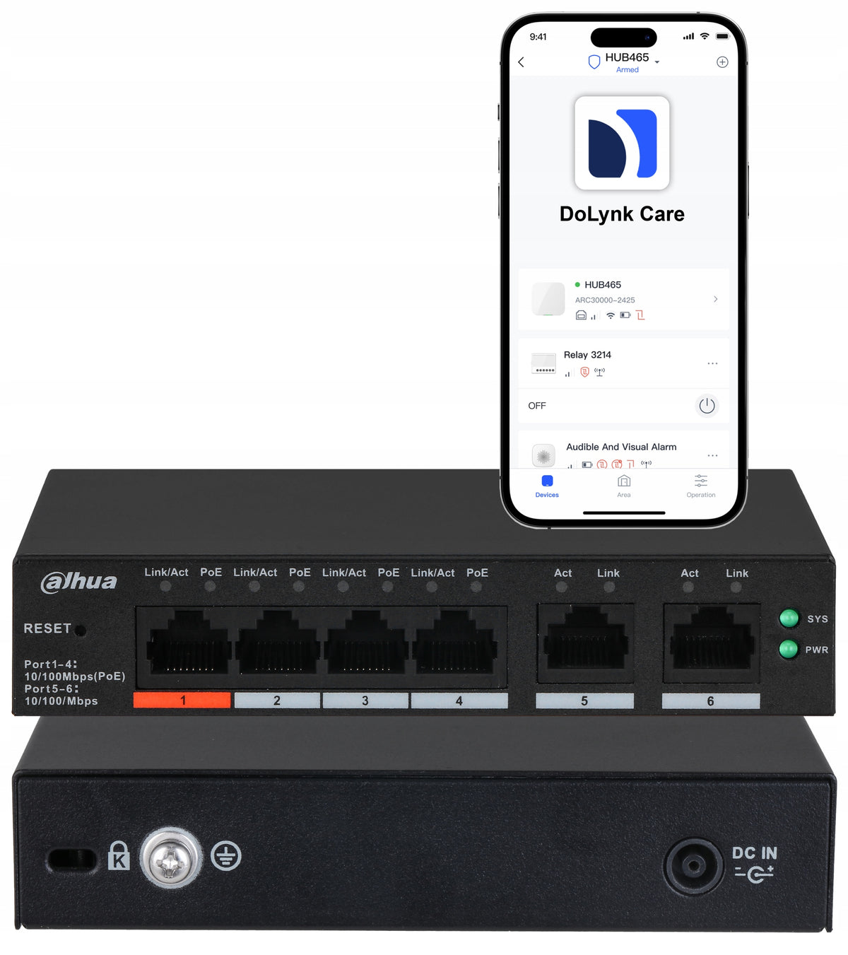 SWITCH PoE 4+2 Dahua CS4006-4ET2ET 60W 4-PORT DOLYNK CLOUD MANAGED