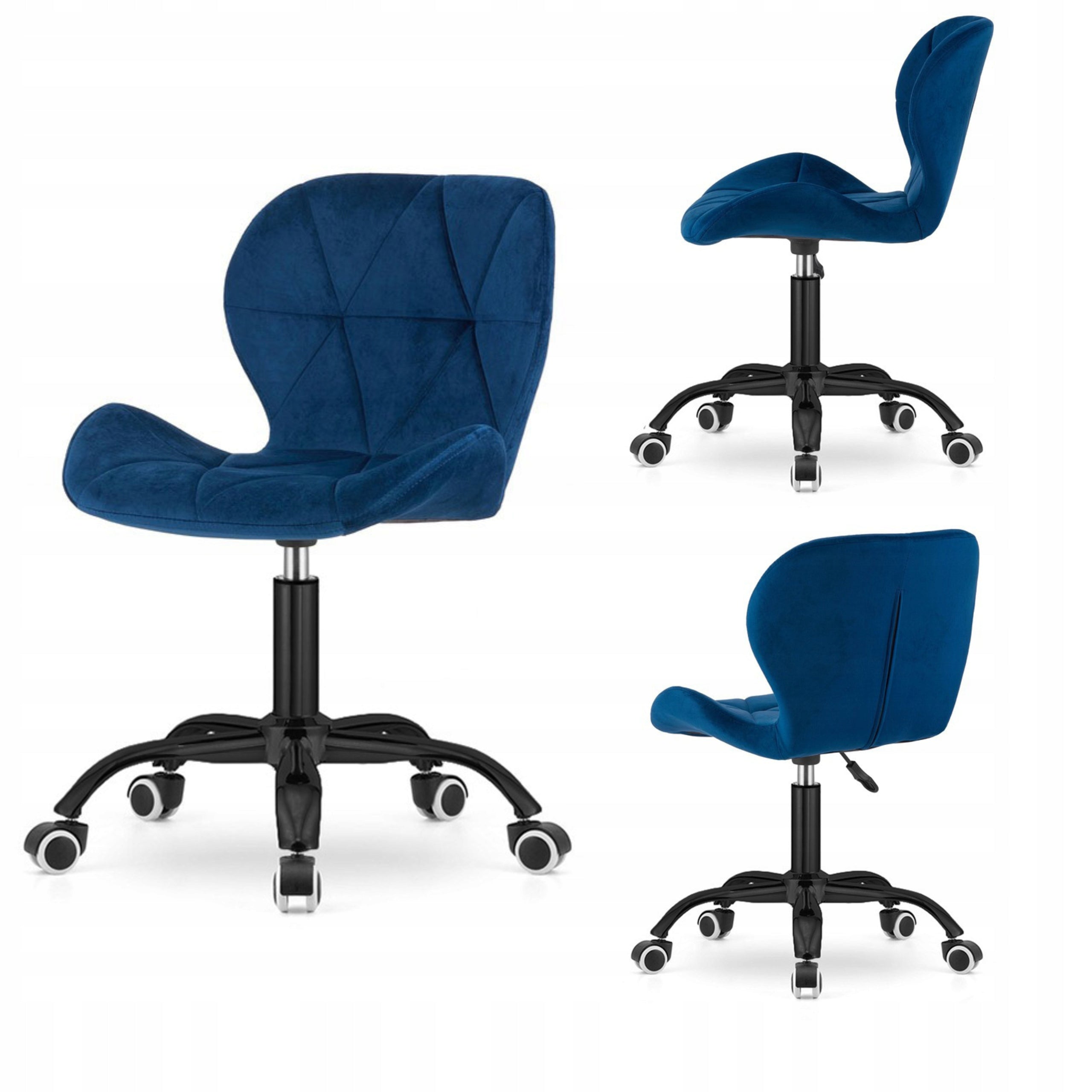 SWIVEL ARMCHAIR LUGANO Blue velour Black modern base