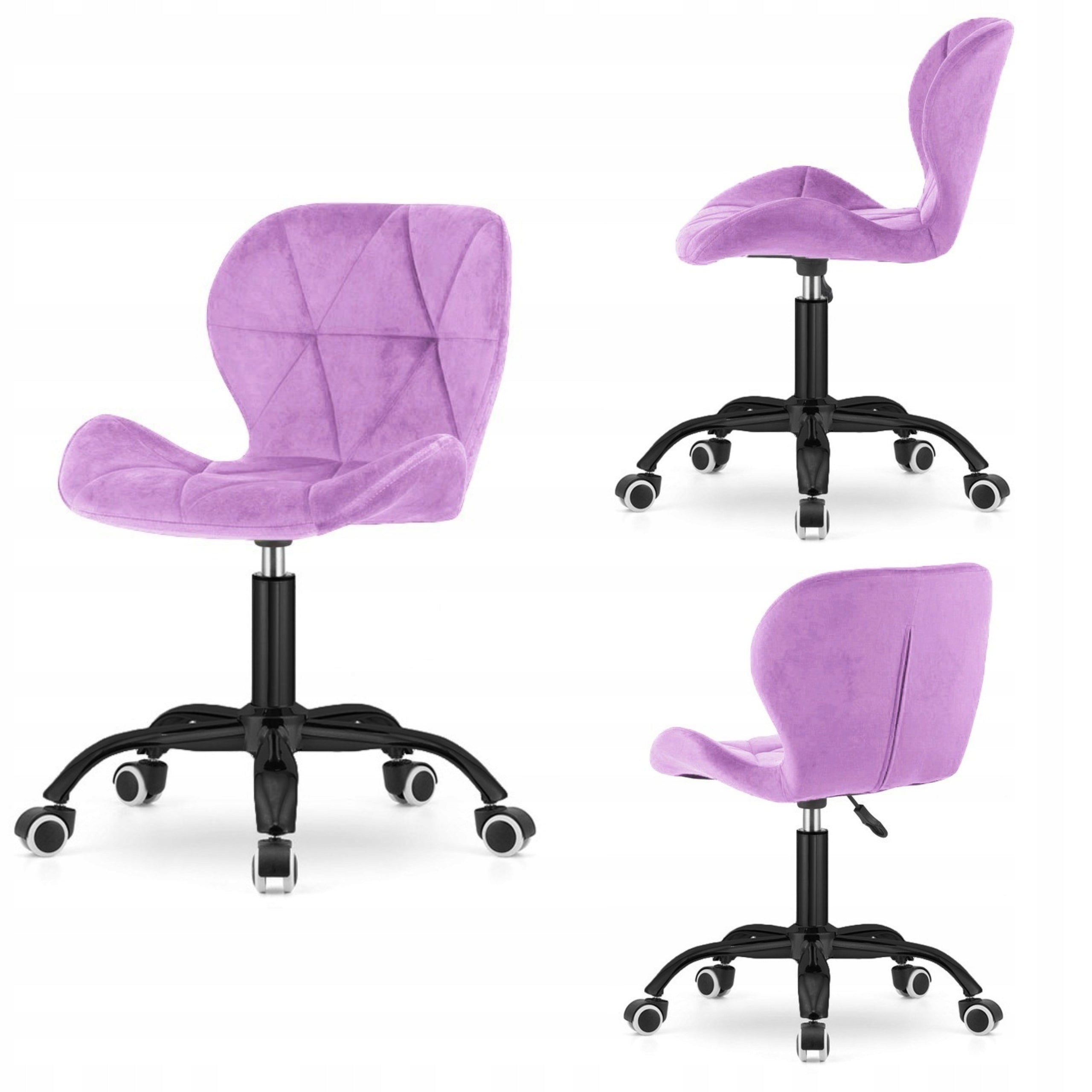 SWIVEL ARMCHAIR LUGANO Purple Velvet Black Modern Base