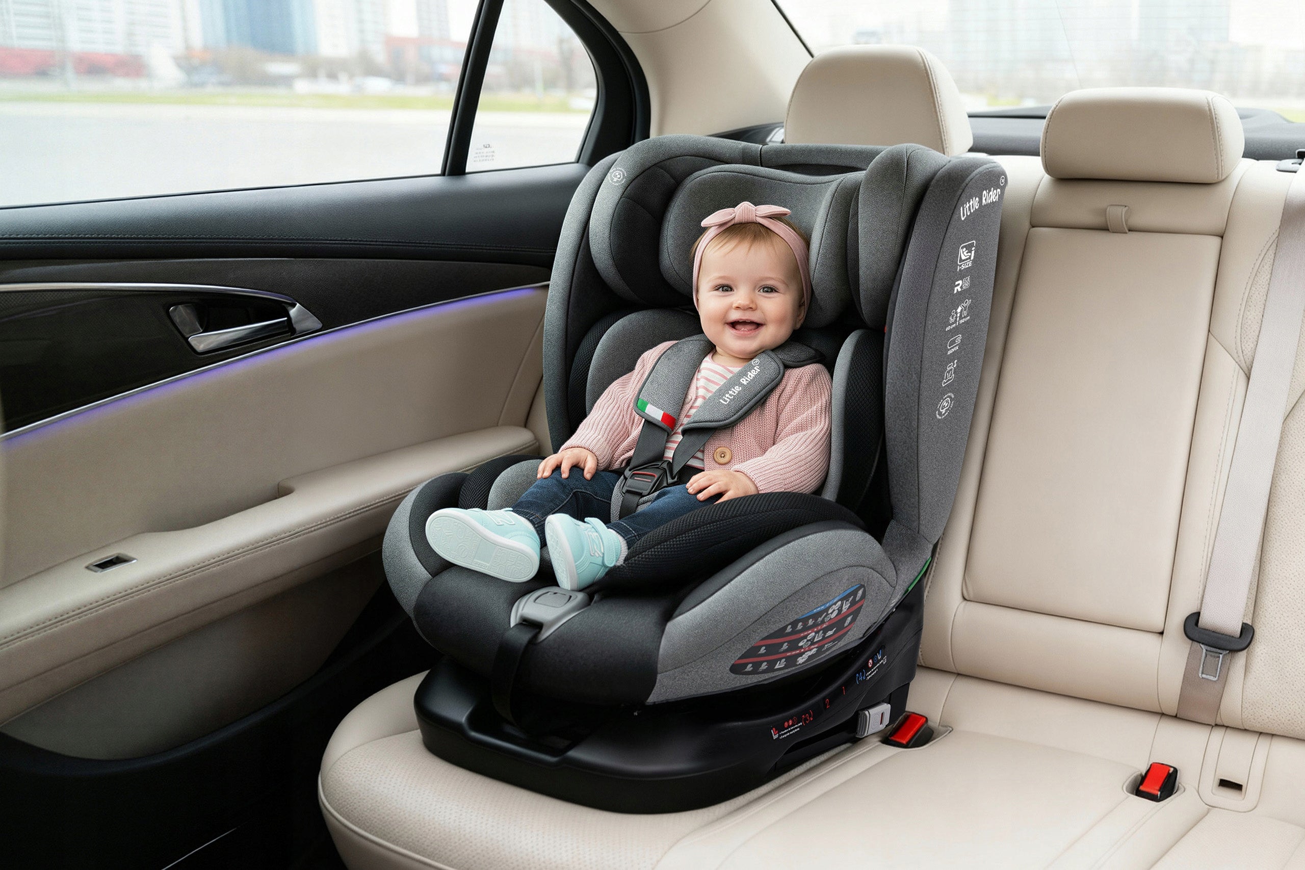 SWIVEL CAR SEAT 360° ISOFIX 40-150 CM i-Size R129 + ORGANIZER Manufacturer code 5905226113044