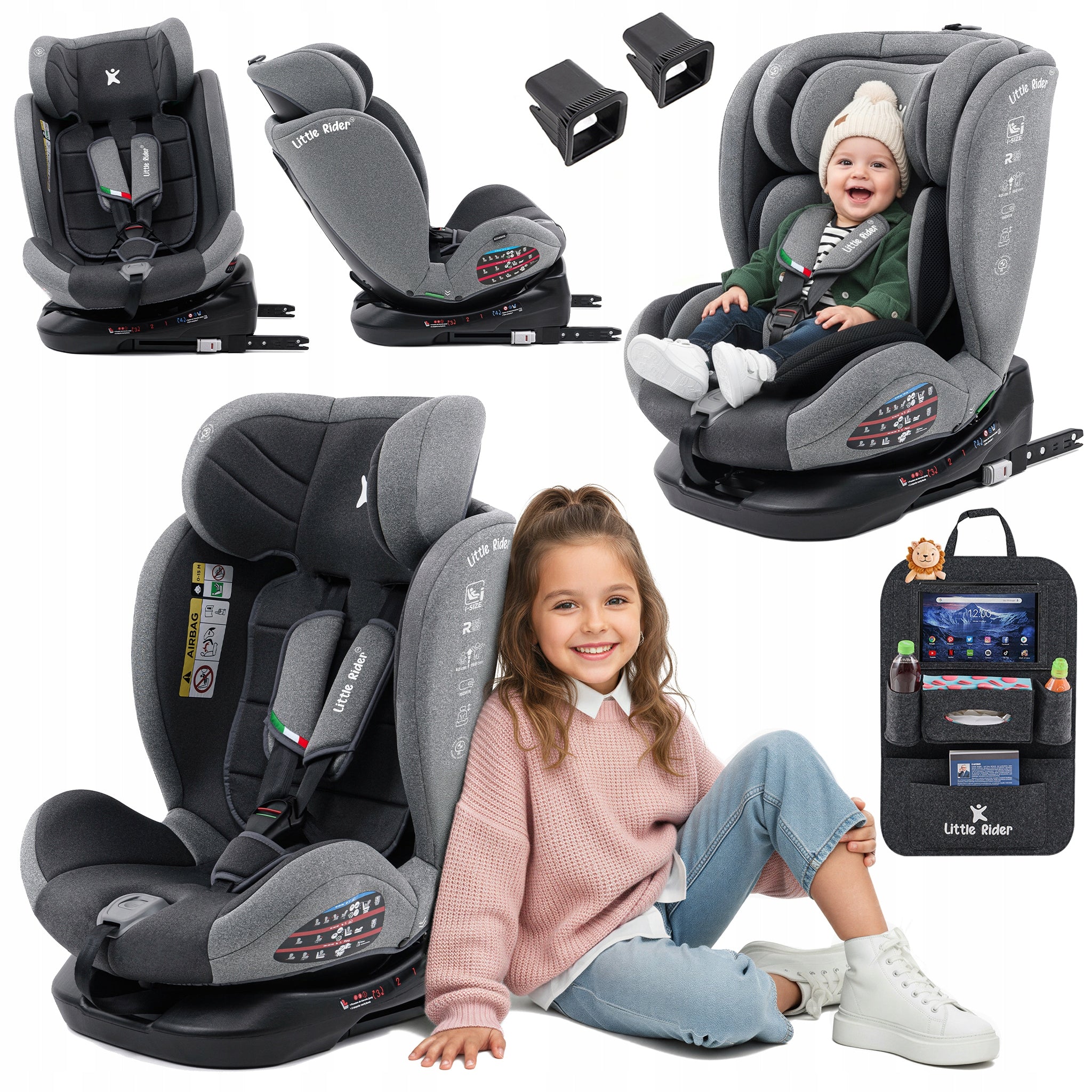 SWIVEL CAR SEAT 360° ISOFIX 40-150 CM i-Size R129 + ORGANIZER