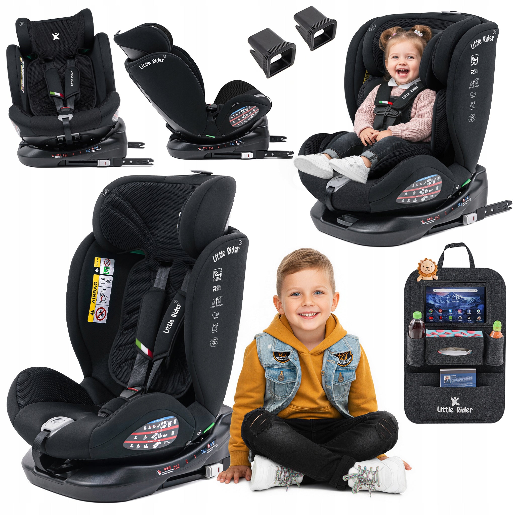 SWIVEL CAR SEAT 360° i-Size 40-150 CM R129 ISOFIX ORGANIZER