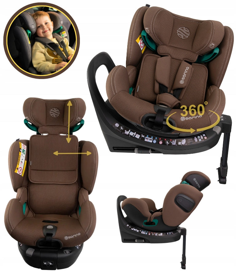 SWIVEL CAR SEAT BASE 360° 40-150CM ISIZE AURORA BROWN SORINO