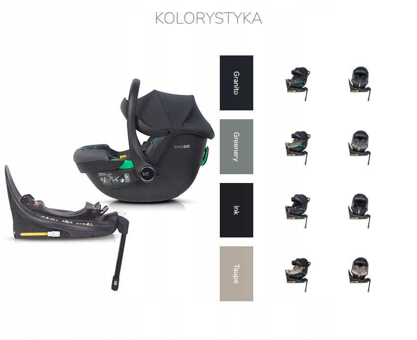 SWIVEL CAR SEAT + BASE ISOFIX I-SIZE 0-13 KG 0-87 CM ADJUSTABLE Brand Easy Go
