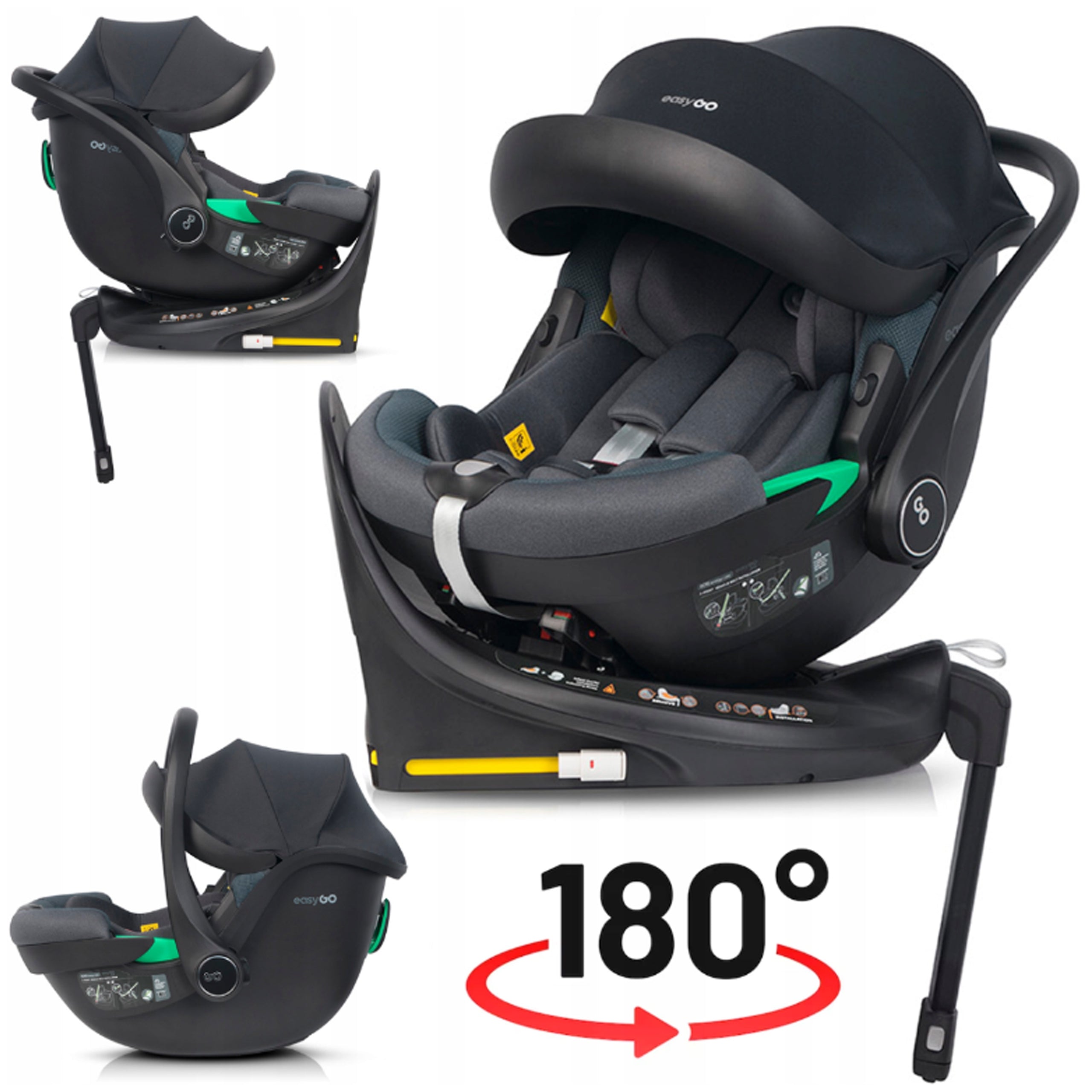 SWIVEL CAR SEAT + BASE ISOFIX I-SIZE 0-13 KG 0-87 CM ADJUSTABLE