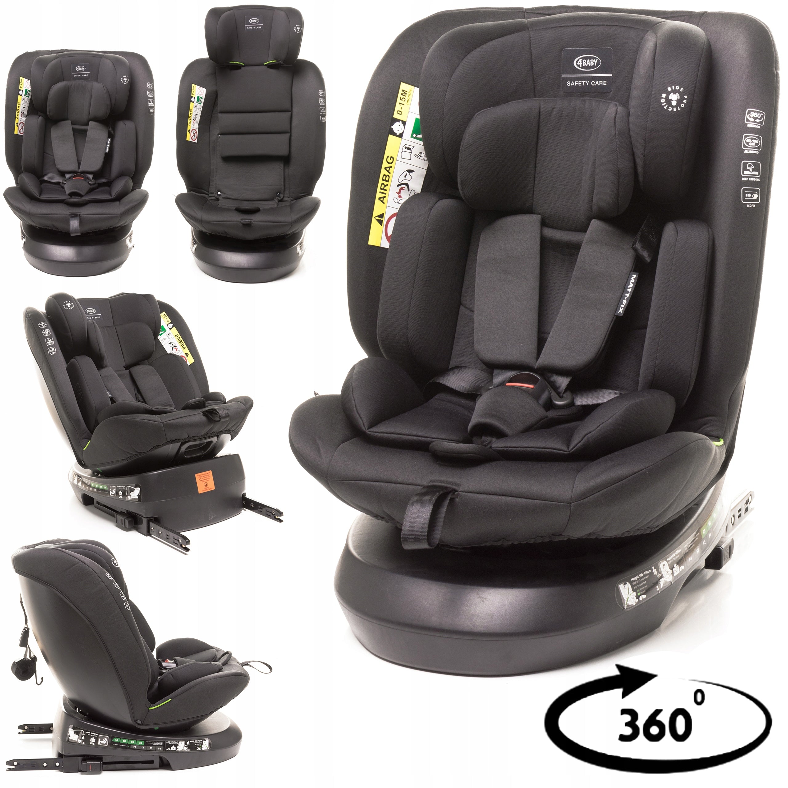SWIVEL CAR SEAT i-SIZE ISOFIX RWF 0-36 KG 40-150 CM ADJUSTABLE