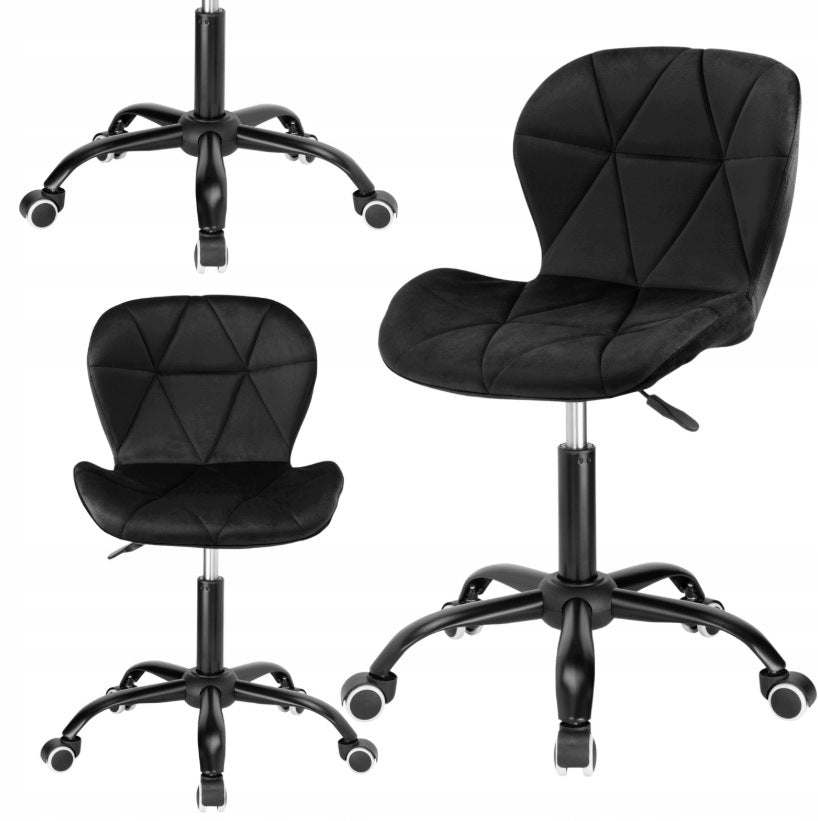 SWIVEL CHAIR ADJUSTABLE ERGONOMIC BLACK VELOUR CHAIR ON WHEELS