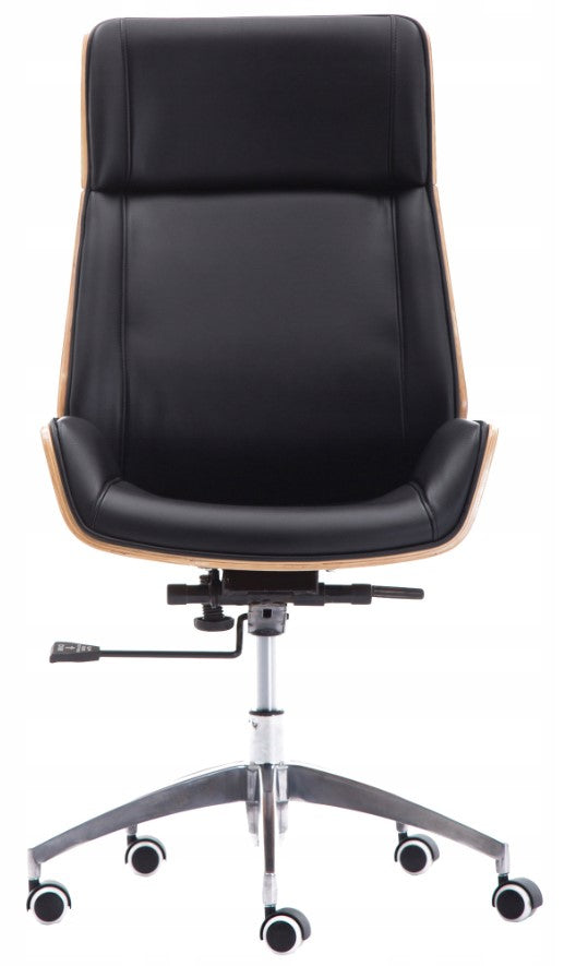 SWIVEL CHAIR ARON WALNUT BLACK LEATHER Brand TopEshop