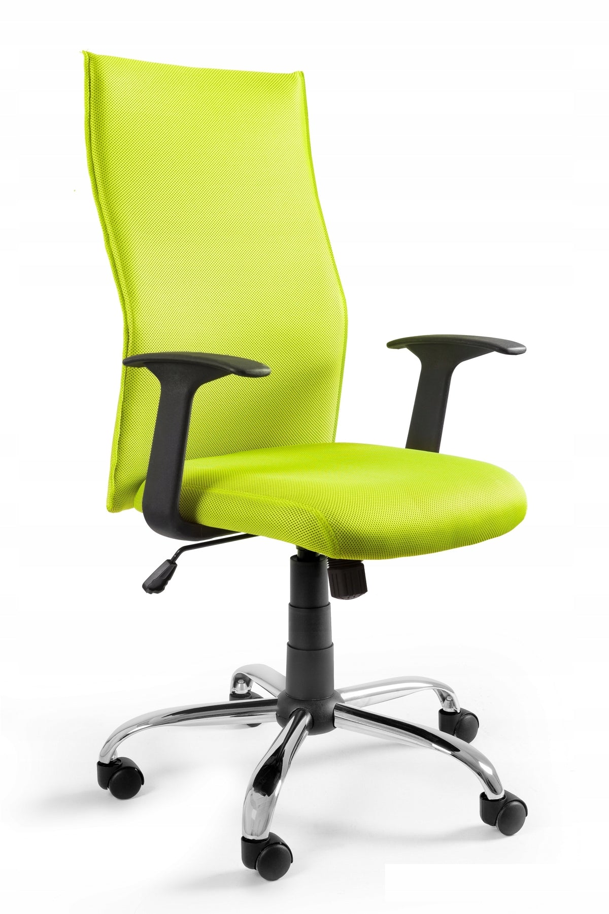 SWIVEL CHAIR BLACK ON BLACK LIME desk