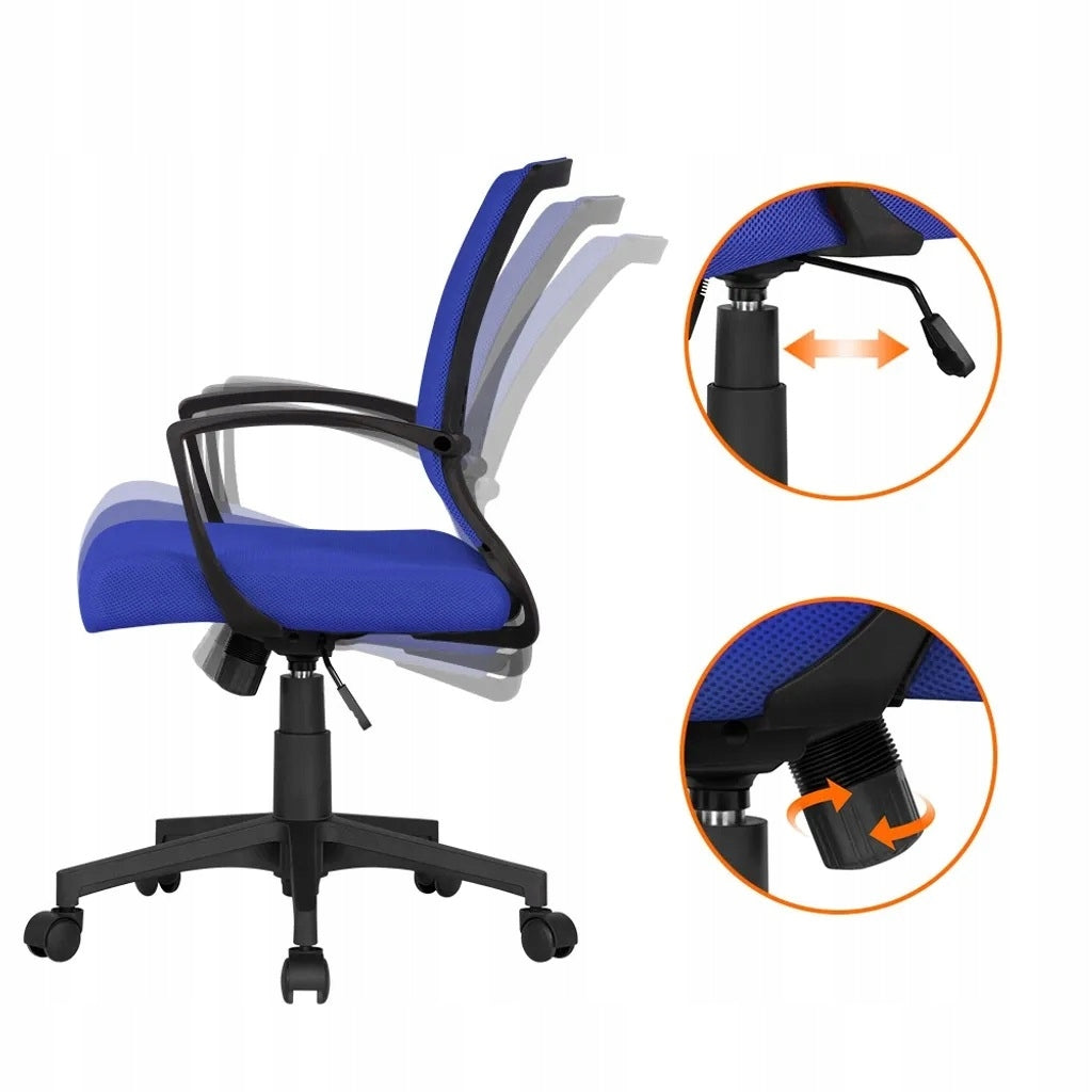 SWIVEL CHAIR BLUE VENTILATED WHEELS Brand Yaheetech