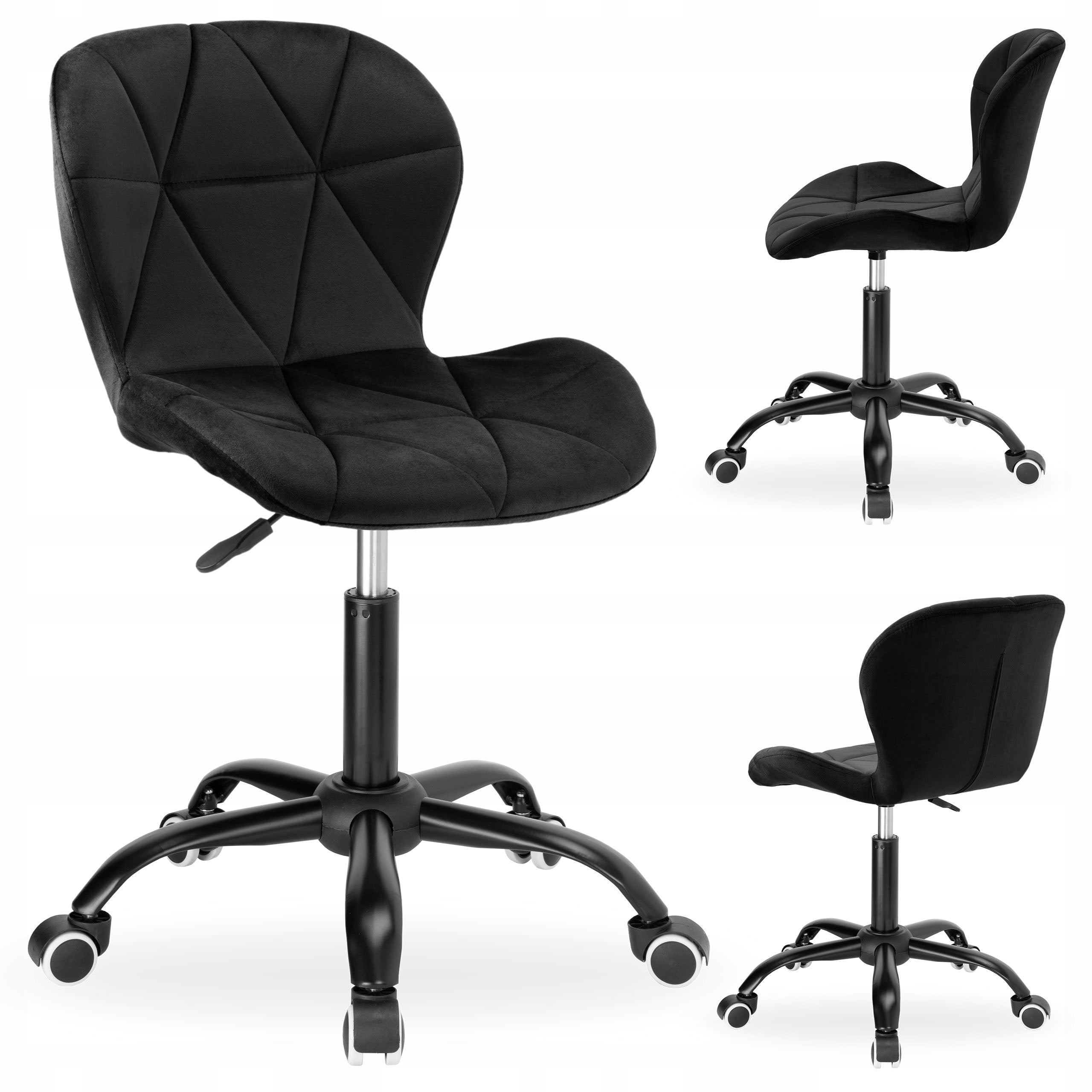 SWIVEL CHAIR ERGONOMIC VELOUR CHAIR ON WHEELS FOR DESK BLACK