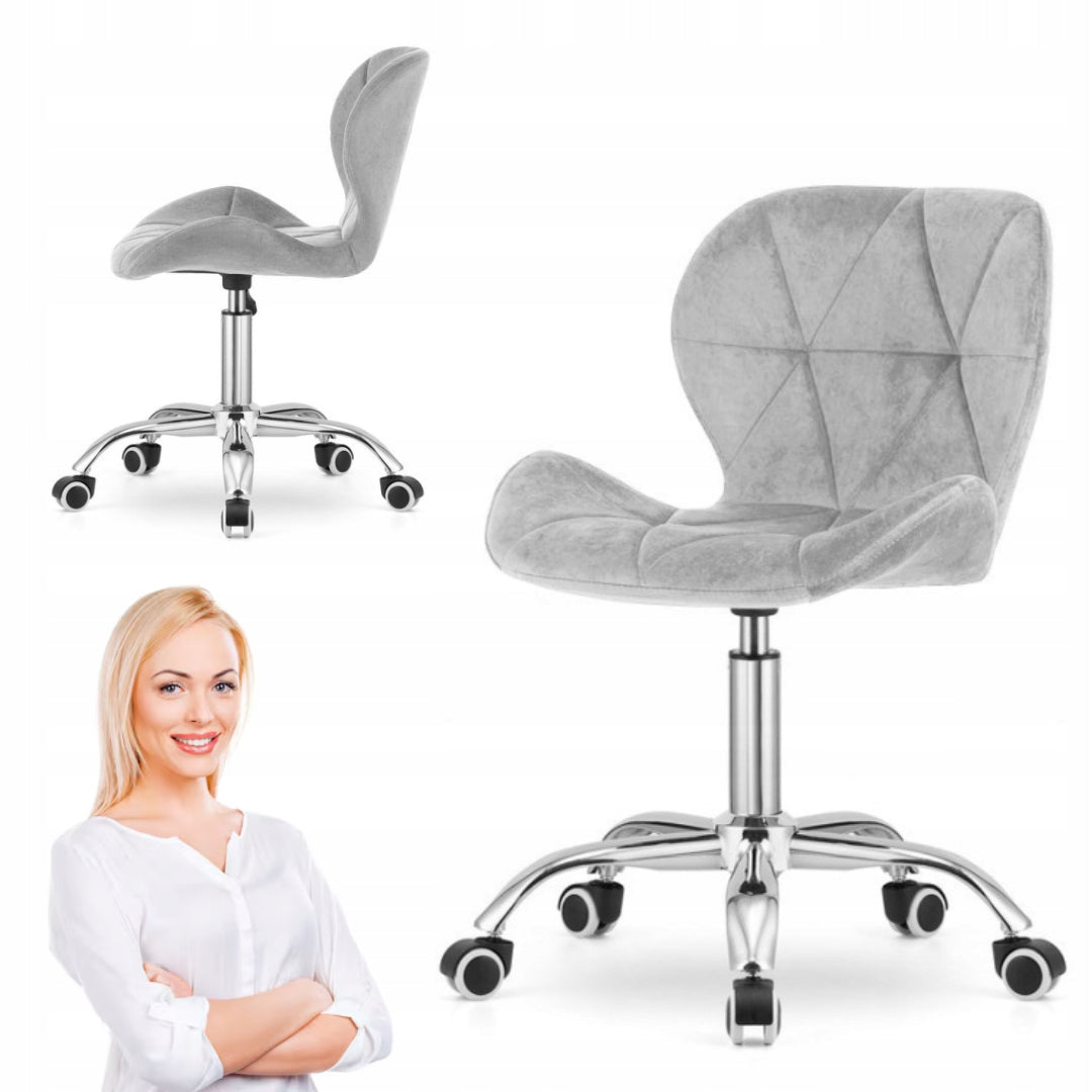SWIVEL CHAIR FOR KITCHEN LIVING ROOM DESK ADJUSTABLE VELOUR GREY