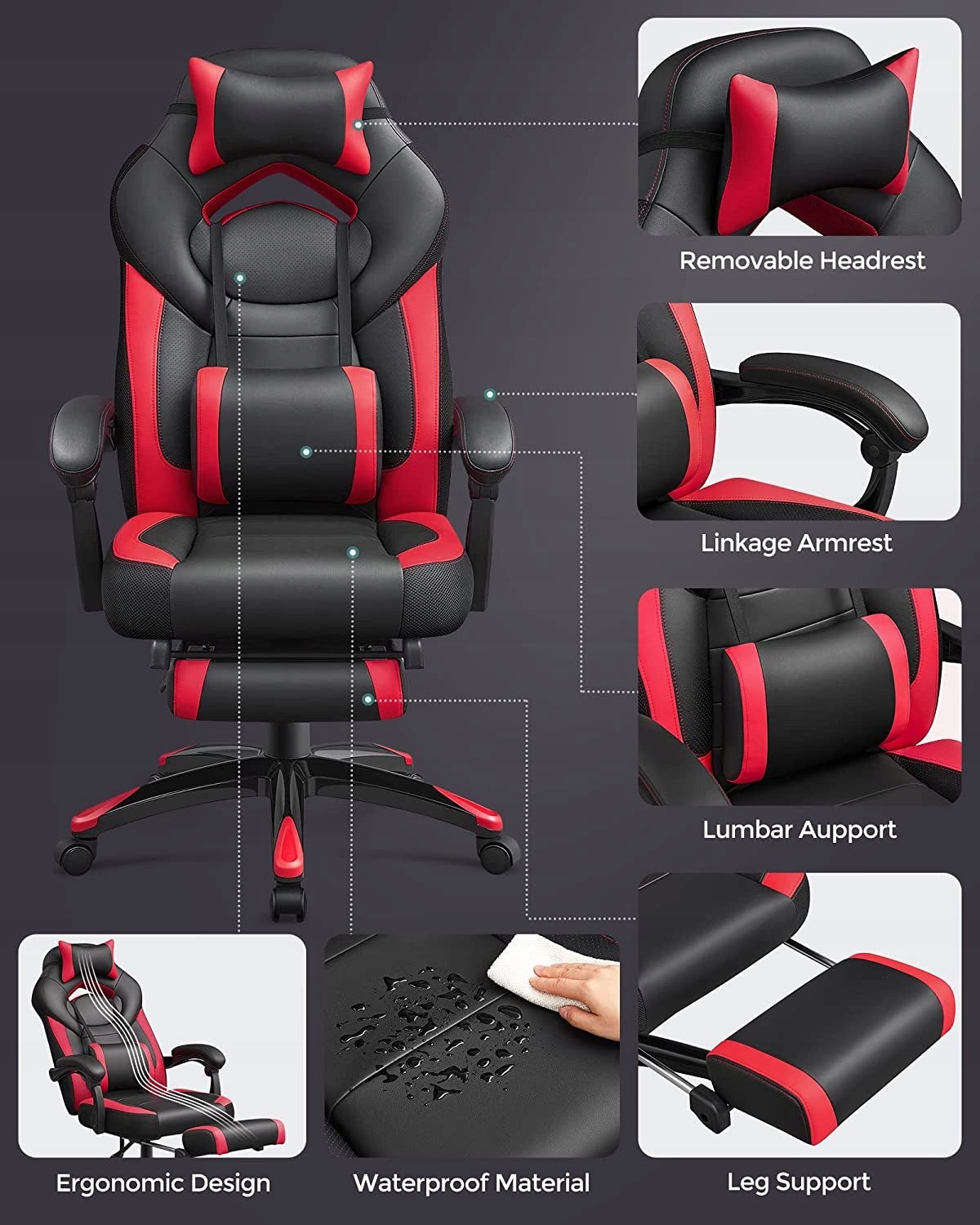 SWIVEL CHAIR GAMING CHAIR WITH FOOTREST Manufacturer code OBG073B03