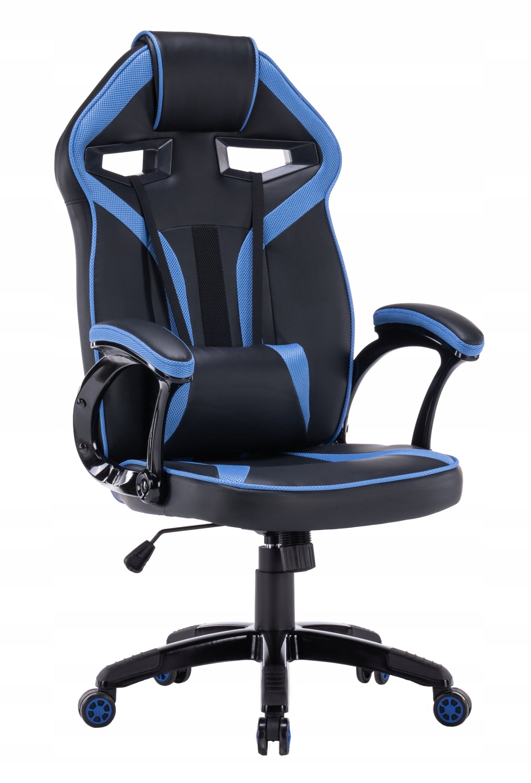 SWIVEL CHAIR GAMING DRIFT CHAIR WHEELS FAUX LEATHER BLACK BLUE