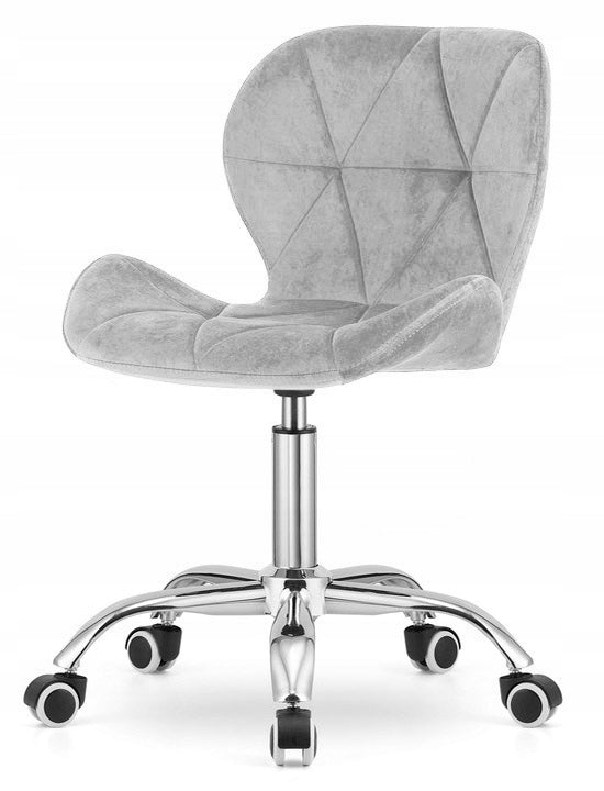 SWIVEL CHAIR GREY ADJUSTABLE VELOUR FOR VANITY DESK LUGANO Packaging status original