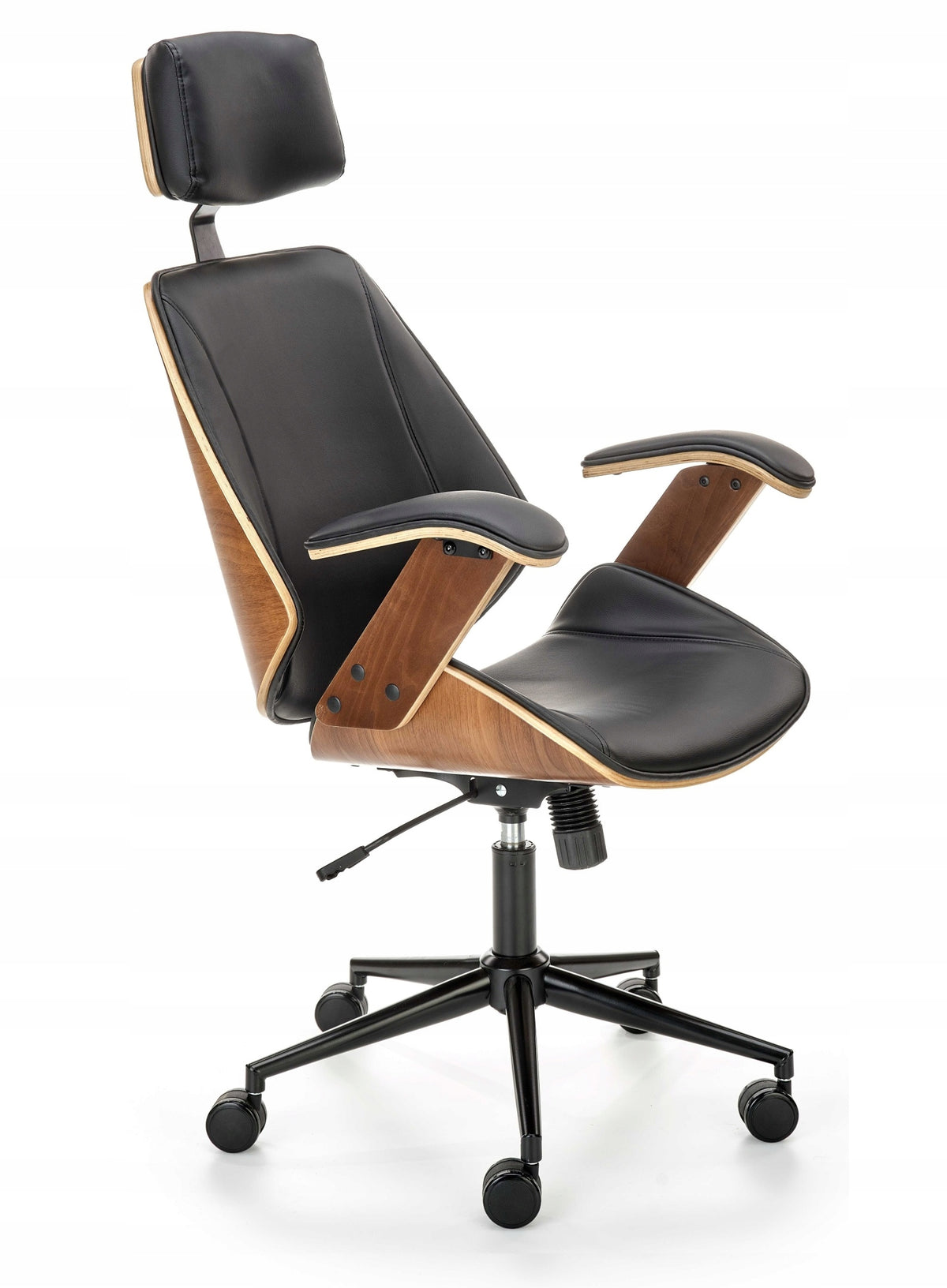 SWIVEL CHAIR IGNAZIO HALMAR WALNUT/ BLACK