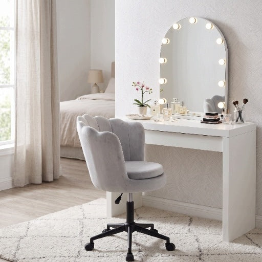SWIVEL CHAIR OFFICE CHAIR VELOUR FOR DESK DRESSING TABLE ADJUSTABLE GRAY Packaging status original