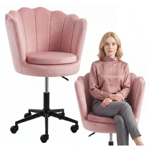 SWIVEL CHAIR OFFICE CHAIR VELOUR FOR DESK DRESSING TABLE ADJUSTABLE PINK