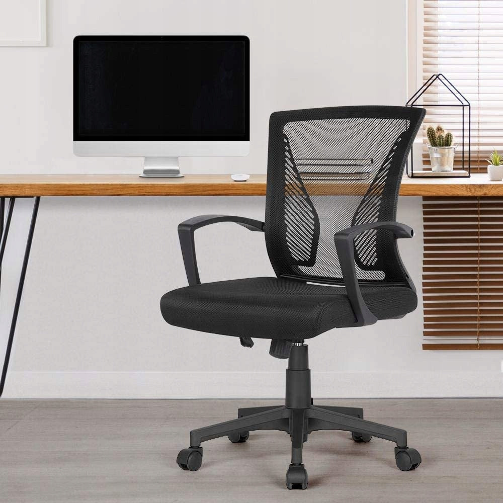 SWIVEL CHAIR OFFICE CHAIR VENTILATED BLACK YAHEETECH CRADLE FUNCTION Brand Yaheetech