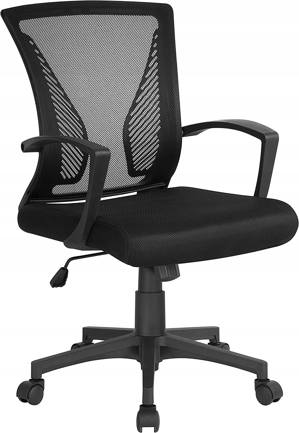 SWIVEL CHAIR OFFICE CHAIR VENTILATED BLACK YAHEETECH CRADLE FUNCTION