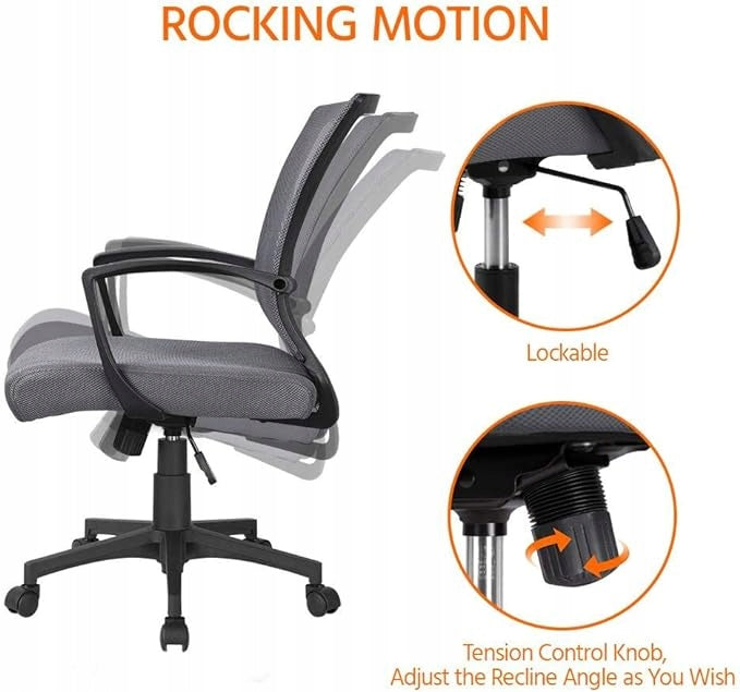 SWIVEL CHAIR OFFICE CHAIR VENTILATED GREY YAHEETECH CRADLE FUNCTION Manufacturer code 591680DG