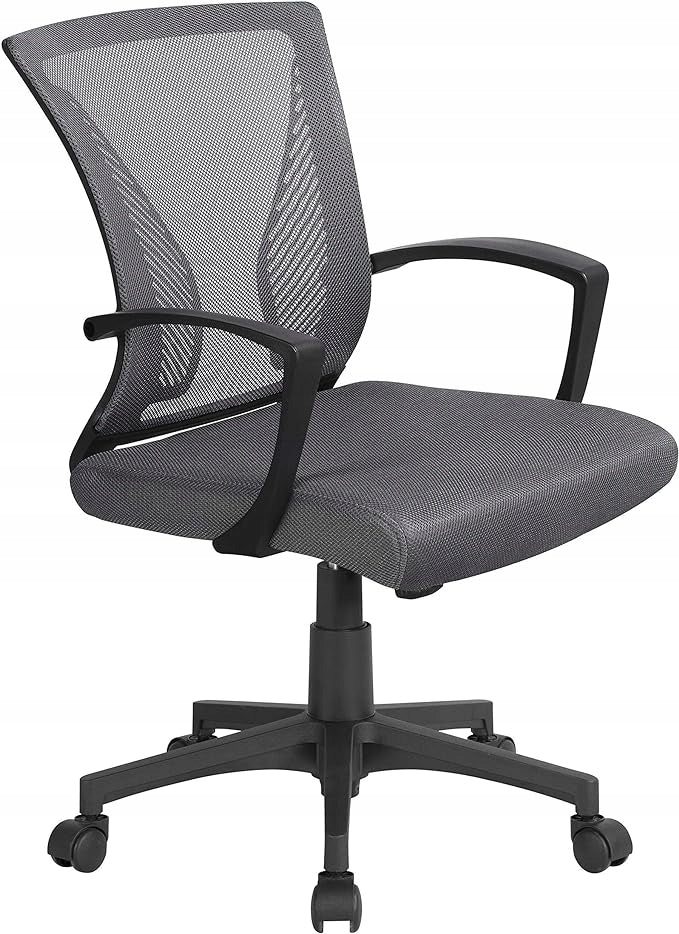 SWIVEL CHAIR OFFICE CHAIR VENTILATED GREY YAHEETECH CRADLE FUNCTION