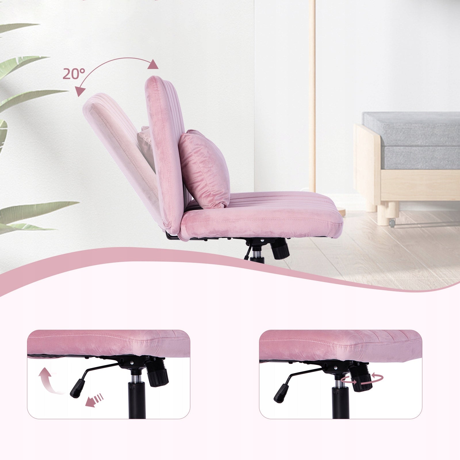 SWIVEL CHAIR OFFICE DESK CHAIR COMFORTABLE ADJUSTABLE PINK Medical device no