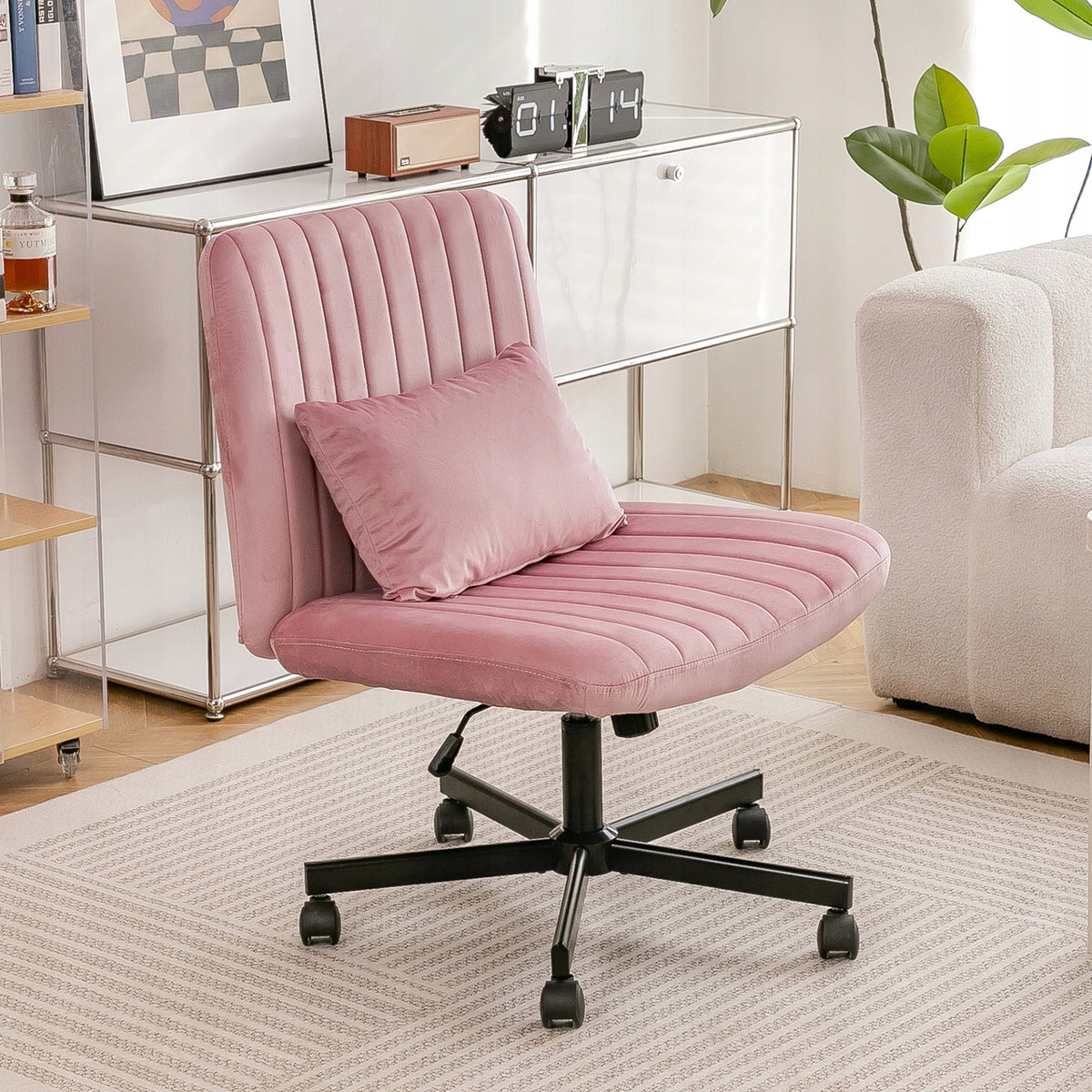 SWIVEL CHAIR OFFICE DESK CHAIR COMFORTABLE ADJUSTABLE PINK Packaging status original