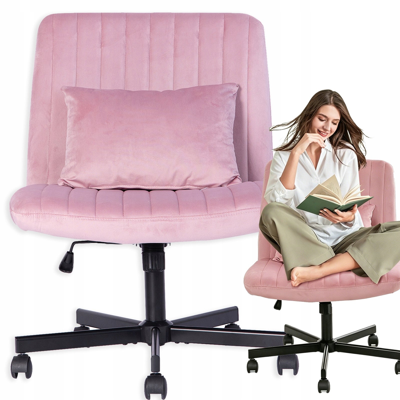 SWIVEL CHAIR OFFICE DESK CHAIR COMFORTABLE ADJUSTABLE PINK