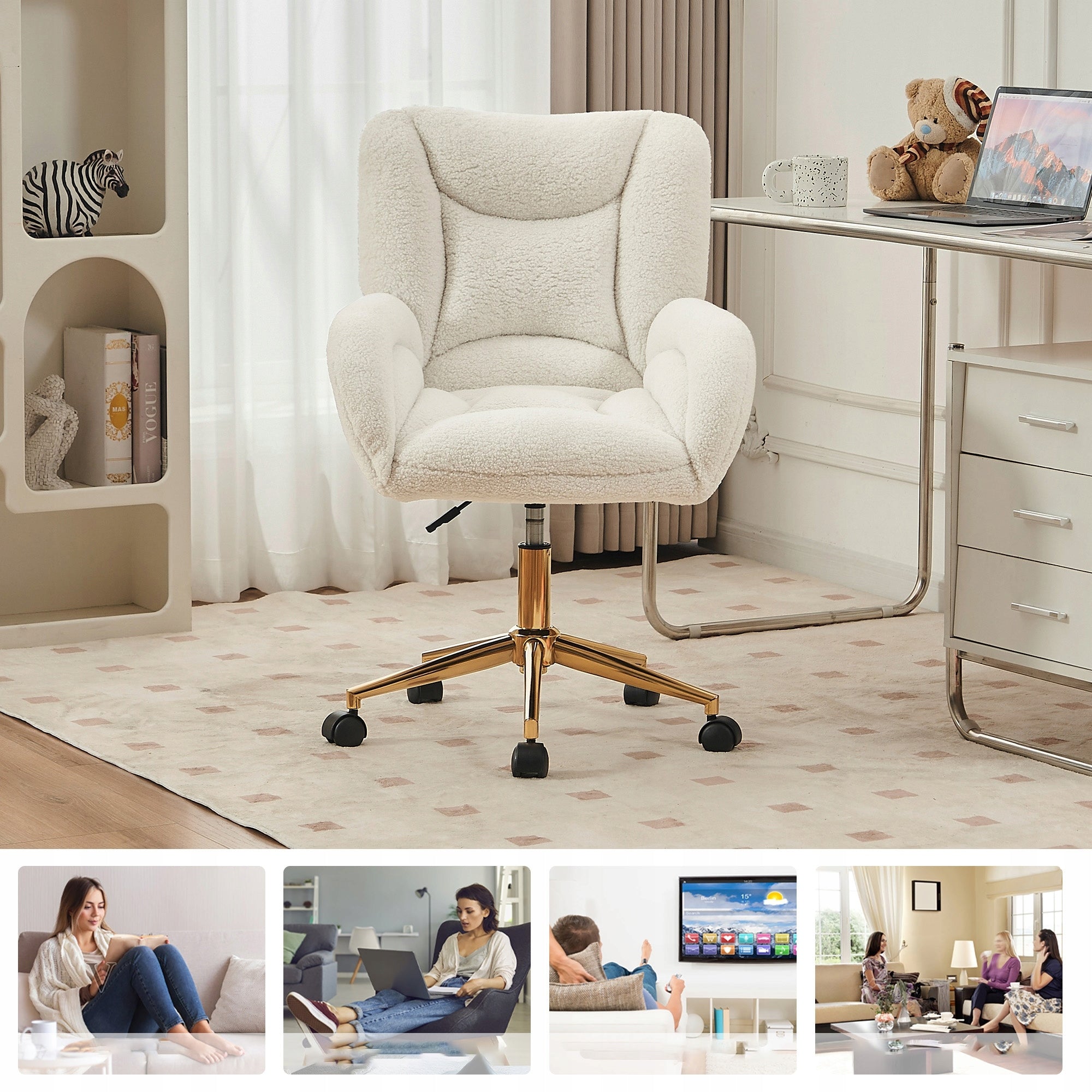 SWIVEL CHAIR OFFICE DESK CHAIR COMFORTABLE ADJUSTABLE WHITE Medical device no