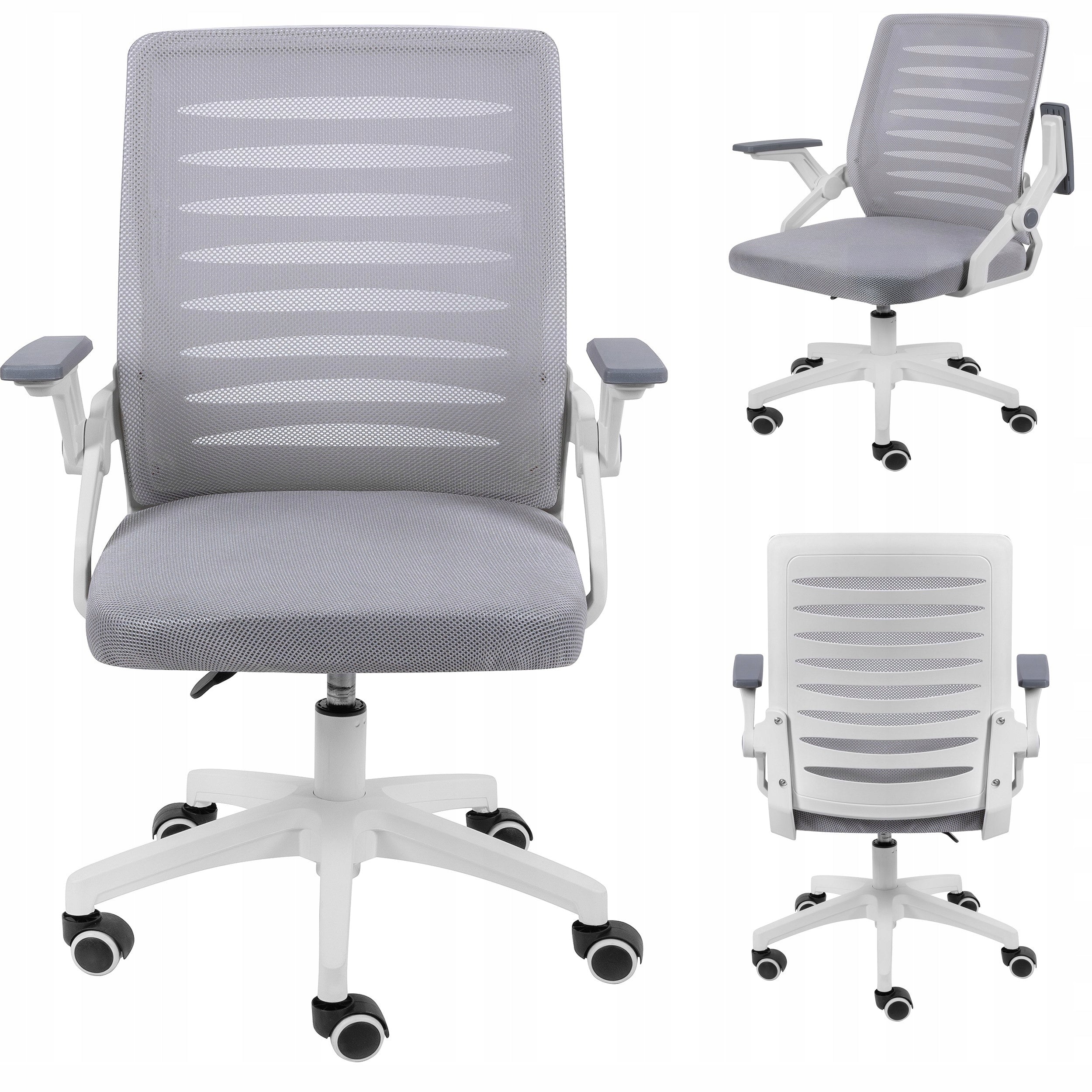 SWIVEL CHAIR ON WHEELS ERGONOMIC ADJUSTABLE OFFICE CHAIR GREY