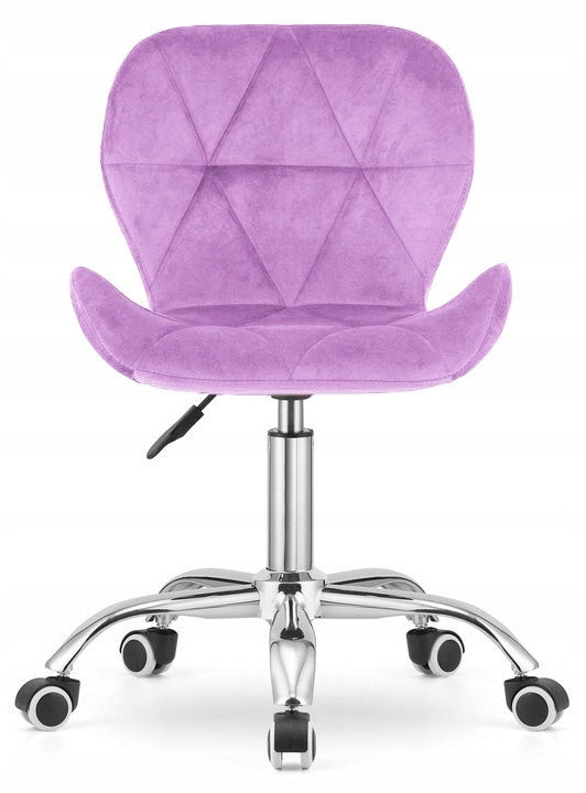 SWIVEL CHAIR PINK ADJUSTABLE VELOUR FOR VANITY DESK LUGANO Manufacturer code VAS3-VASTO-OFFICE-VELVET-VIOLET-SILVER