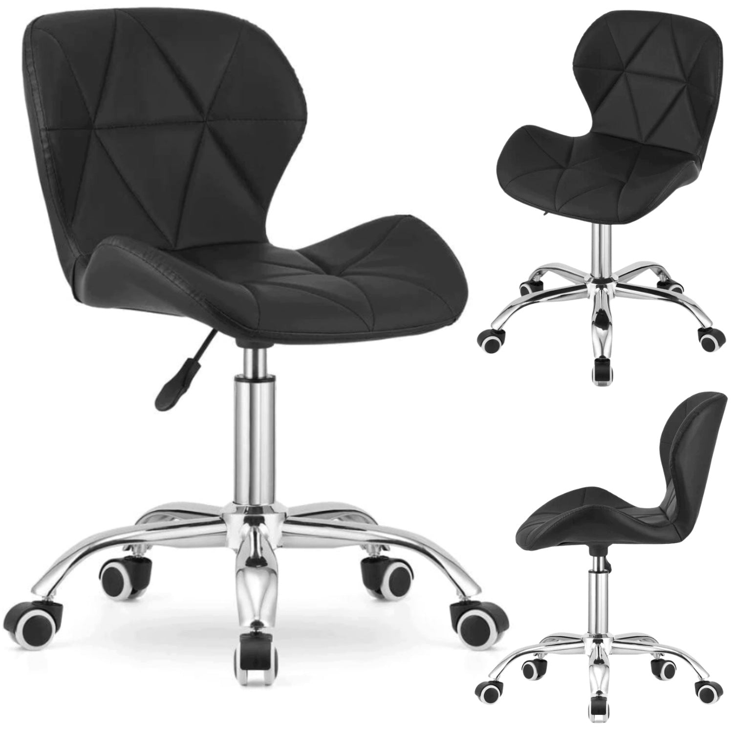 SWIVEL CHAIR SCANDINAVIAN ECO-LEATHER BLACK FOR ROOM OFFICE