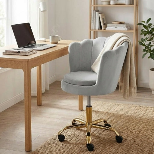 SWIVEL CHAIR VELOUR OFFICE CHAIR FOR DESK DRESSING TABLE ADJUSTABLE Manufacturer code 1557 Fotel obrotowy krzesło muszelka welurowy