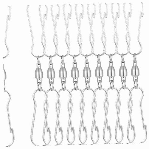 SWIVEL CLIPS FOR SPIRAL PENDANTS WITH STEEL HOOKS 10 PCS METAL