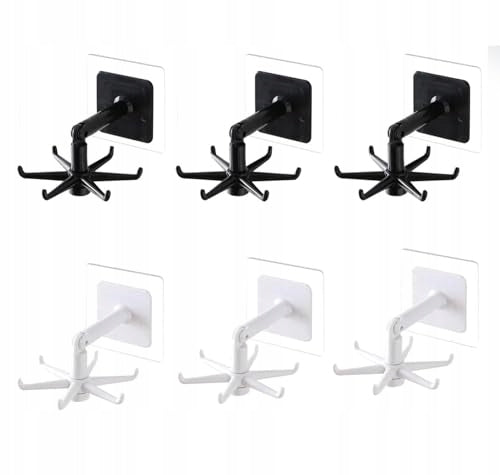 SWIVEL KITCHEN HOOKS 360 SELF ADHESIVE SET OF 6 ABS FOR HOME Brand no brand