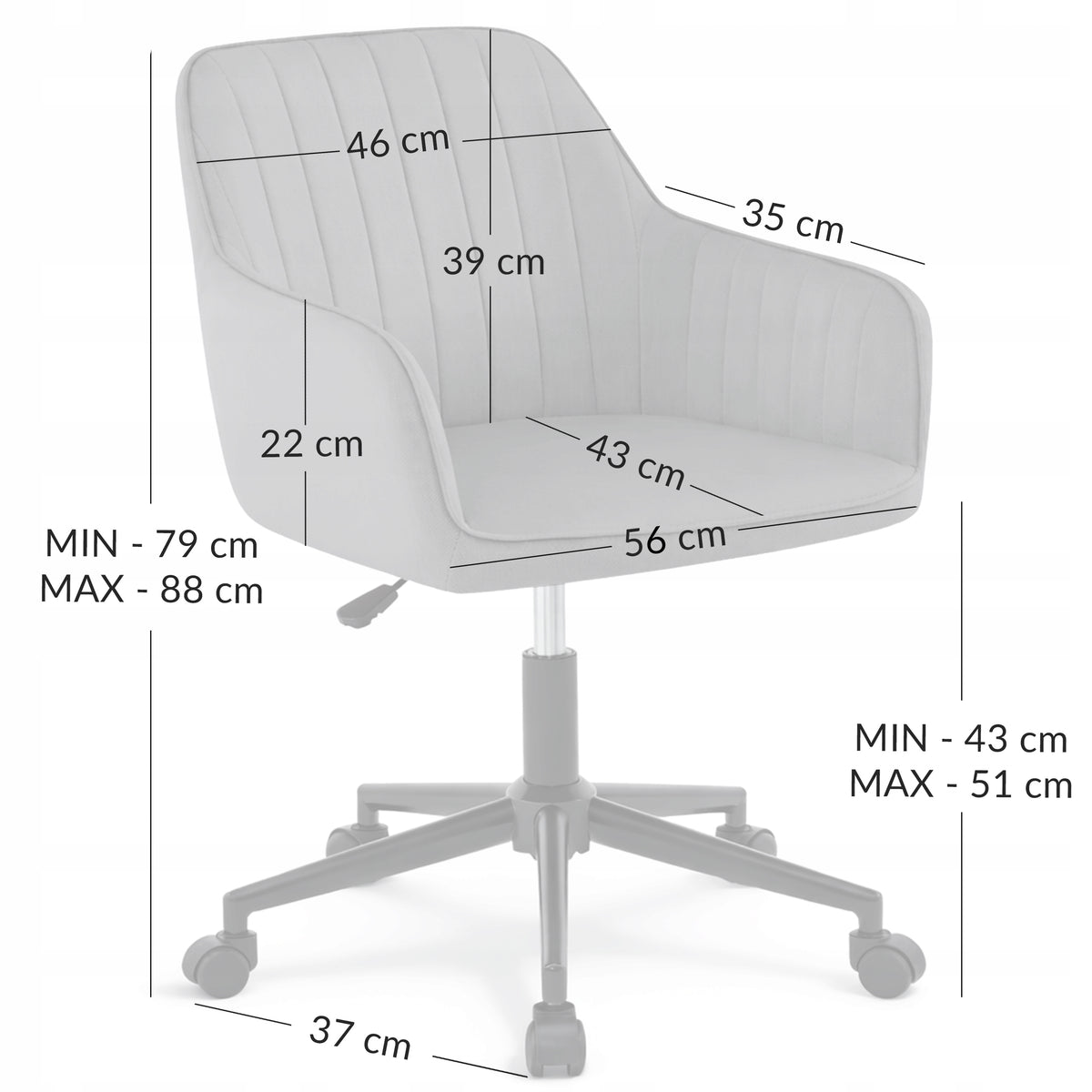 SWIVEL OFFICE CHAIR ADJUSTABLE OFFICE CHAIR KTB203 MARIA III BLACK Manufacturer code Meb000755