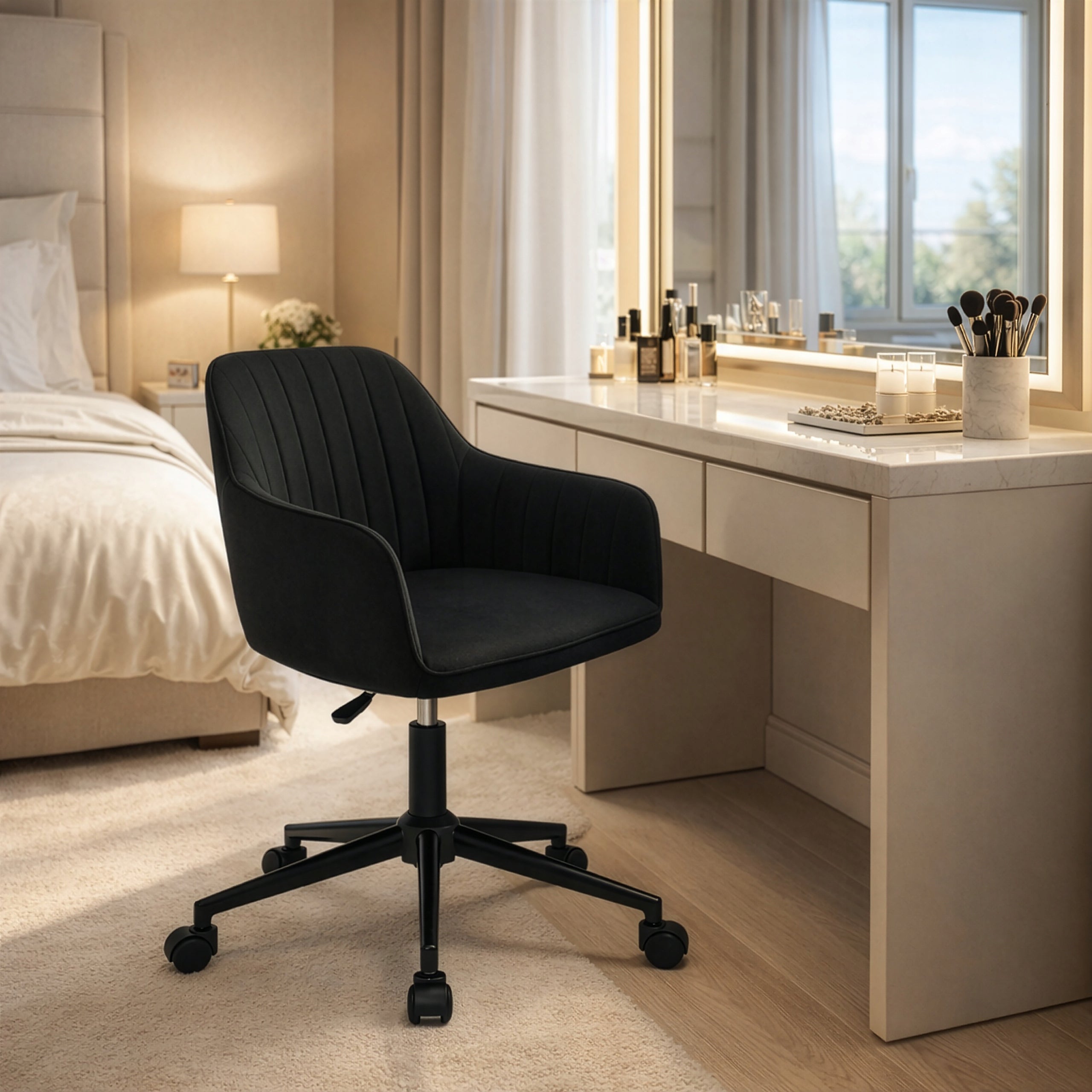 SWIVEL OFFICE CHAIR ADJUSTABLE OFFICE CHAIR KTB203 MARIA III BLACK Packaging status original