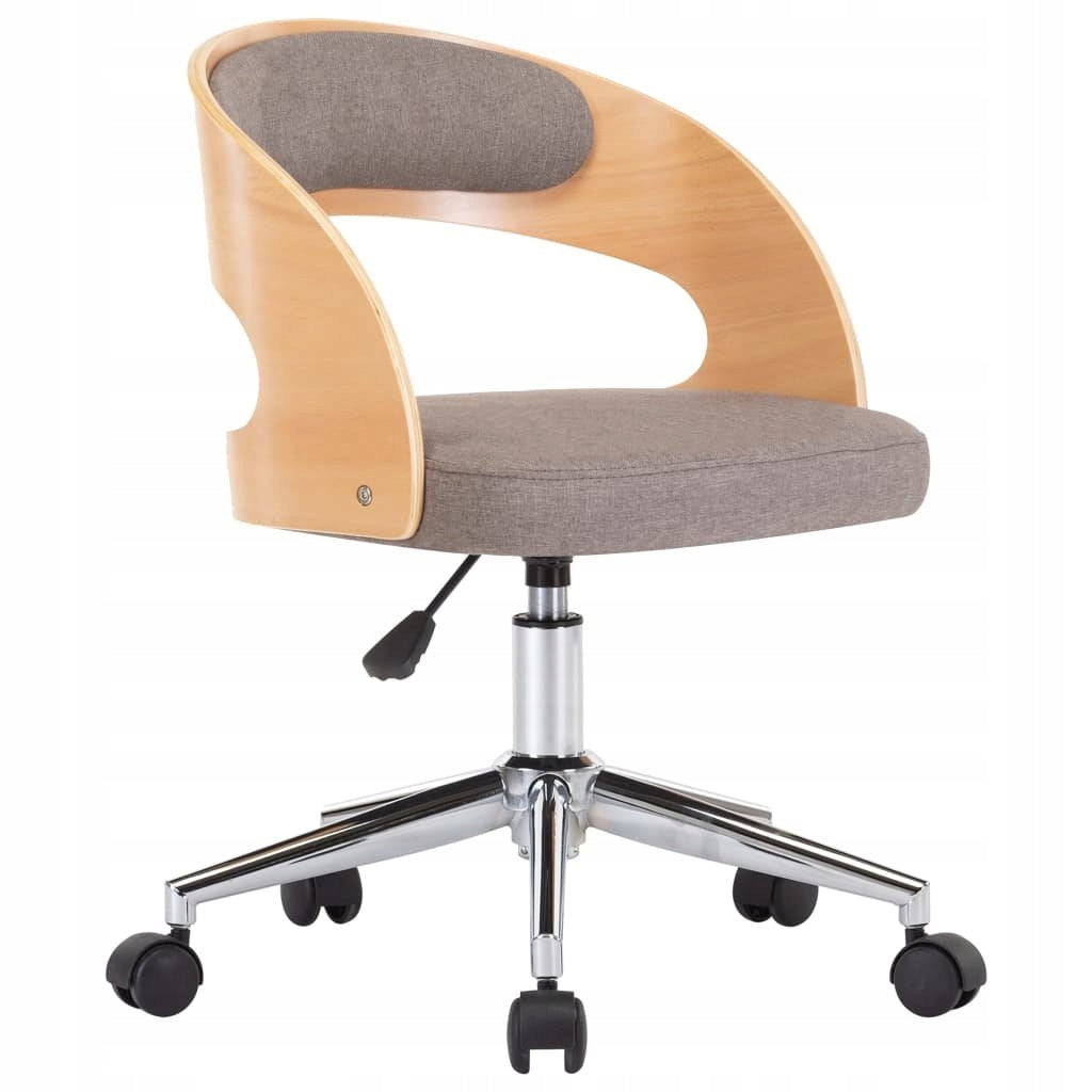 SWIVEL OFFICE CHAIR TAUPE BENT WOOD AND FABRIC Packaging status original