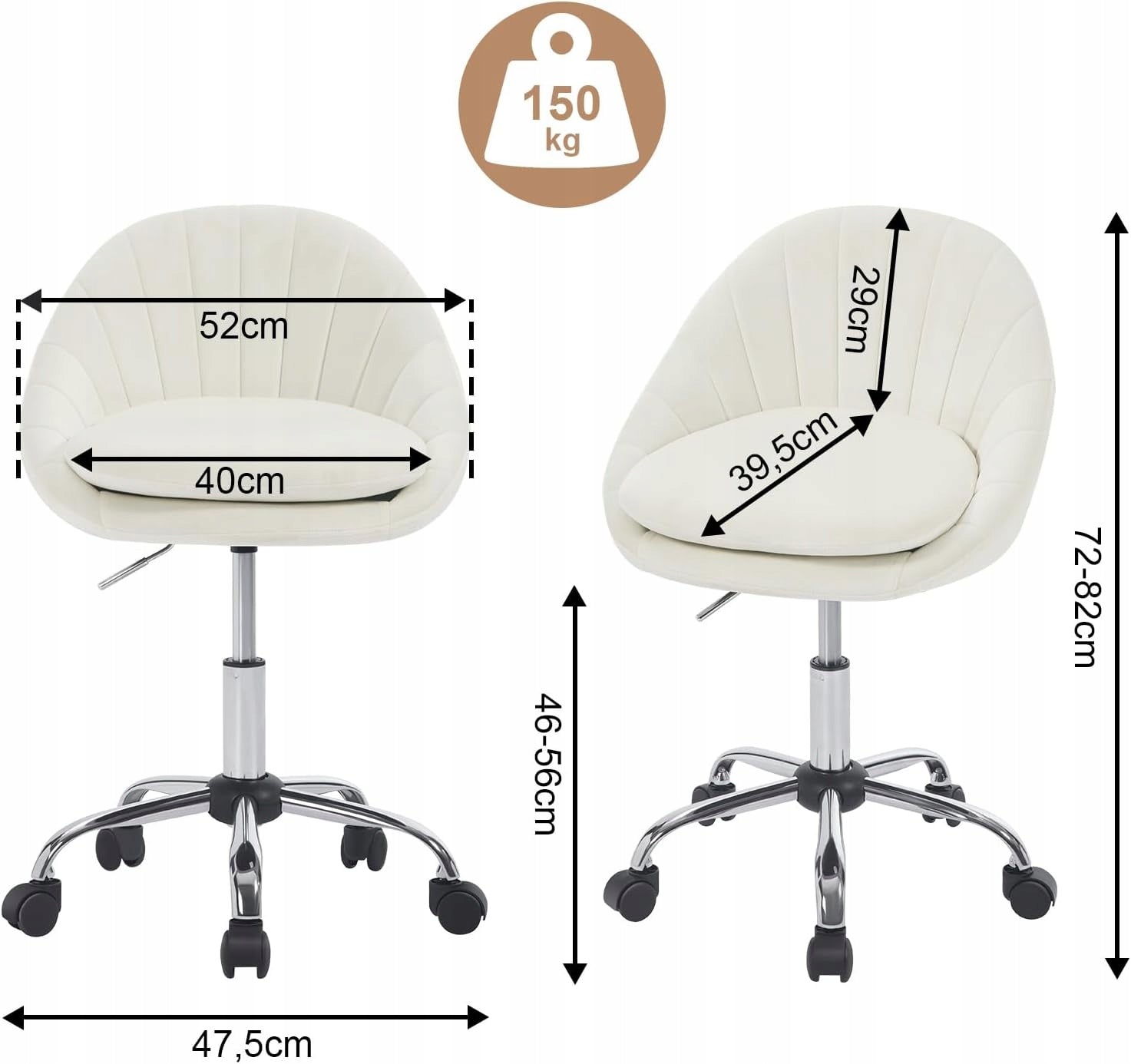SWIVEL OFFICE CHAIR WHEELS HEIGHT ADJUSTMENT CREAM Manufacturer code BS167CM